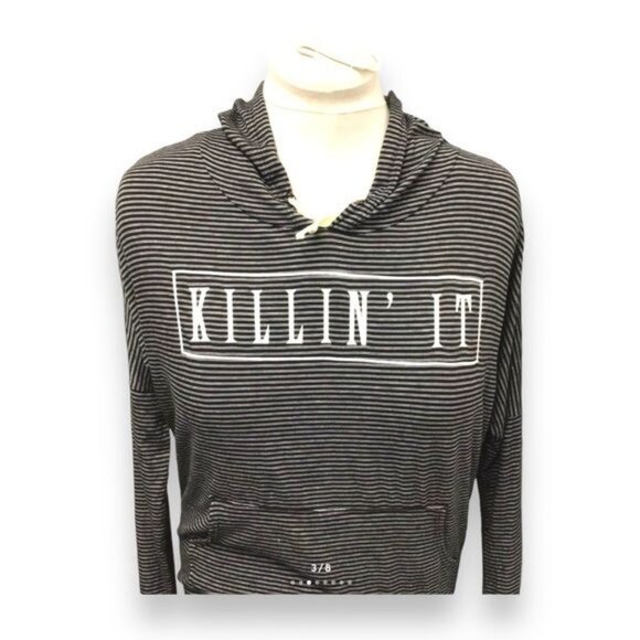 French Pastry Women’s Drawstring Lightweight Graphic Hoodie, Black, size M - Picture 2 of 7